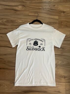 Lucky Shamrock Graphic Tee - White with Black Print